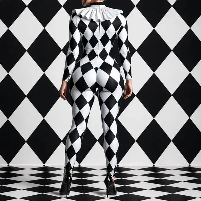 Harlequin Diamond Lattice Catsuit & Bodysuit Asymmetrical Circus Stage Costume