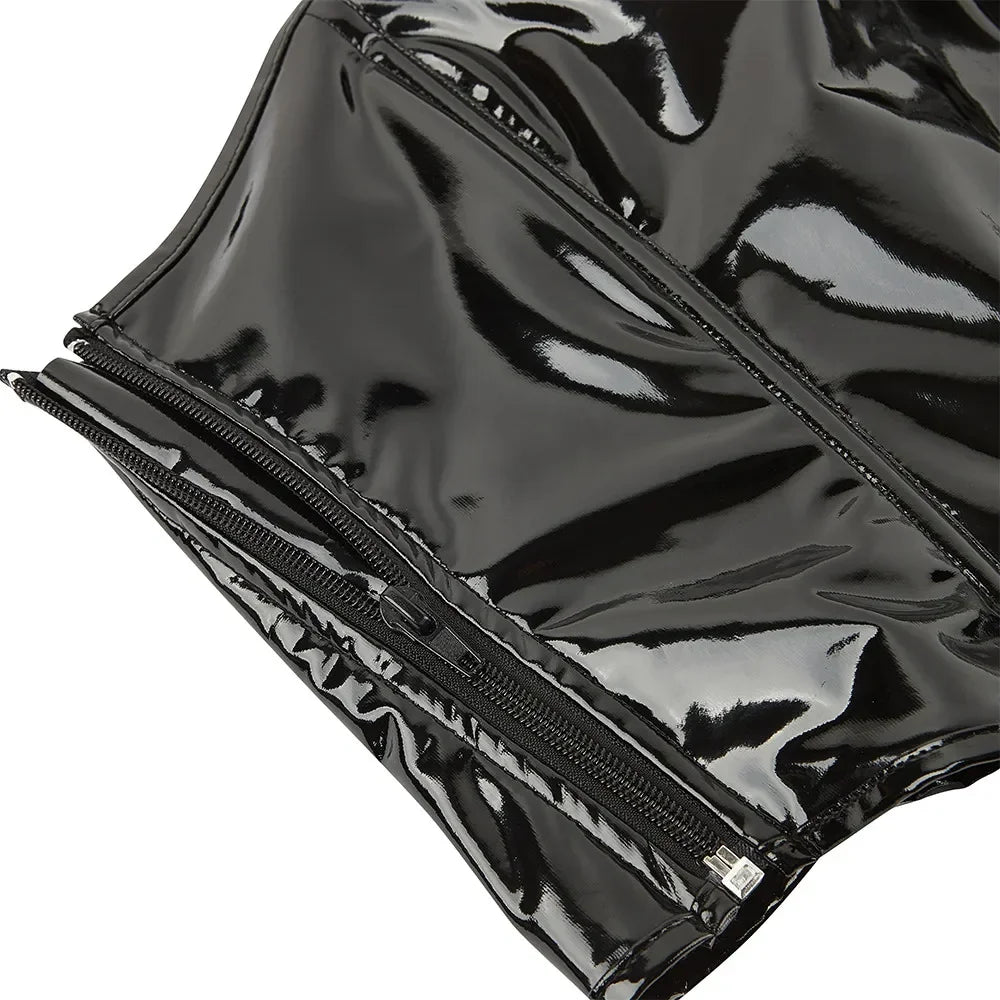 Shiny PVC PU Leather Bustier Corset Crop Top Body Shaper Vest