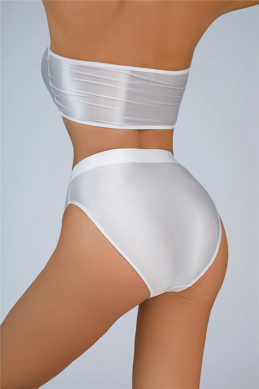 High-Waist Oil Glossy Sheer G-String Thong Satin Smooth Seamless Briefs