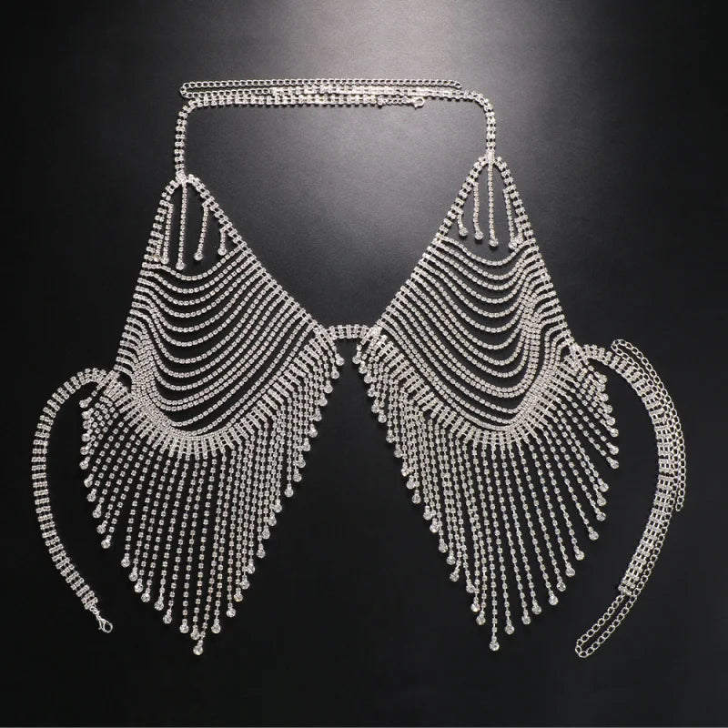 Rhinestone Tassel Bra, Brief & Waist Jewelry