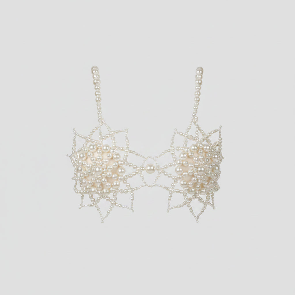 Handmade Pearl Floral Bra Chain & Underbust Body Jewelry Set