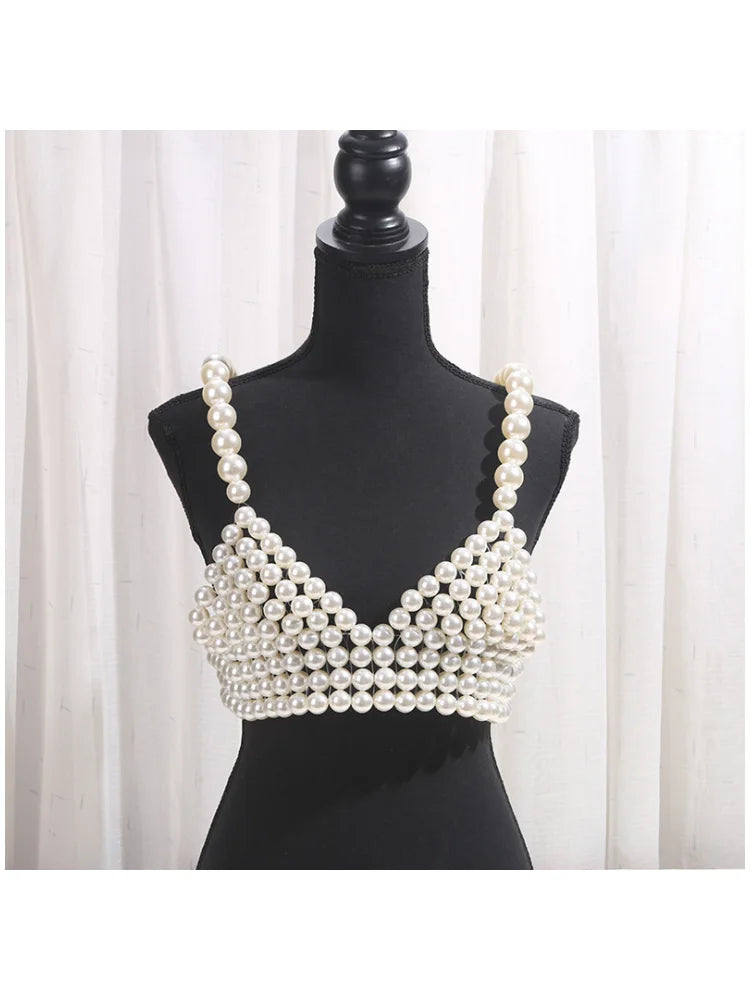 Beaded Pearl-Look Bra Body Chain