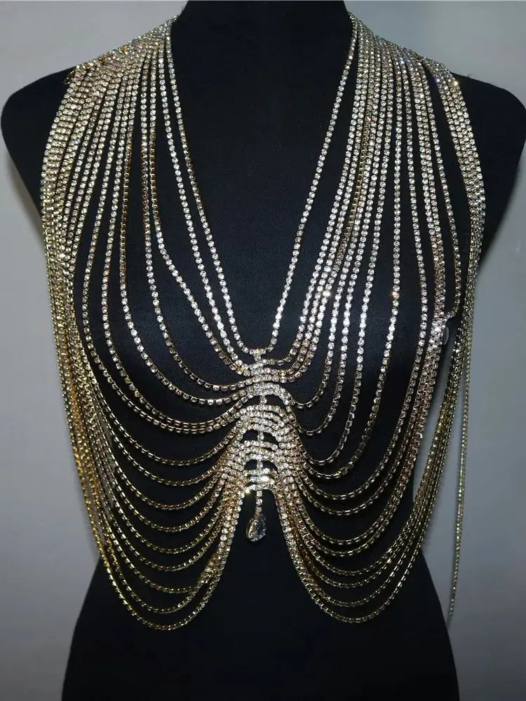 Layered Rhinestone Bra & Thong Body Chain