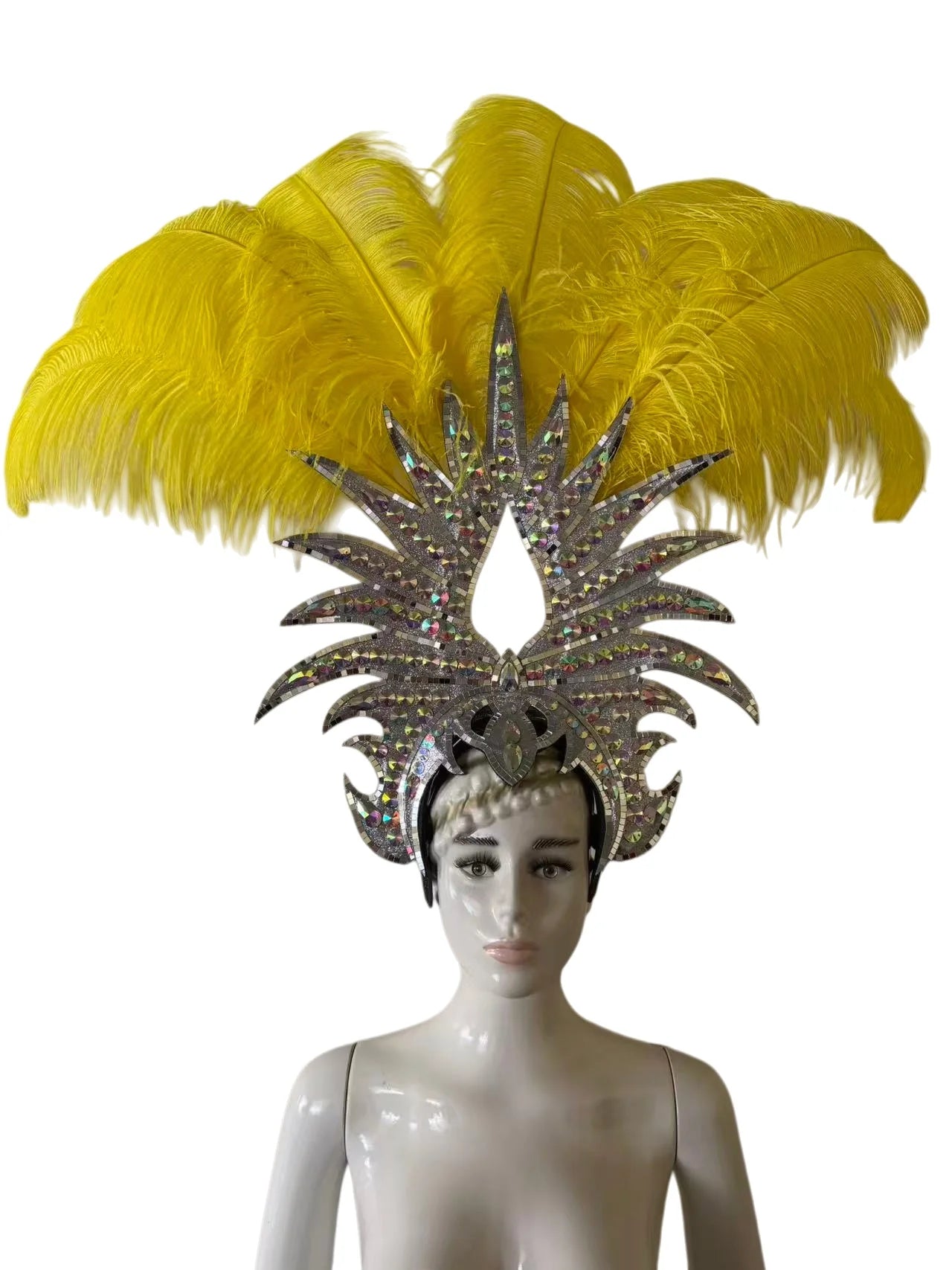 The Stardust Majestic Feather Crown – Carnival & Cabaret Stage Headdress
