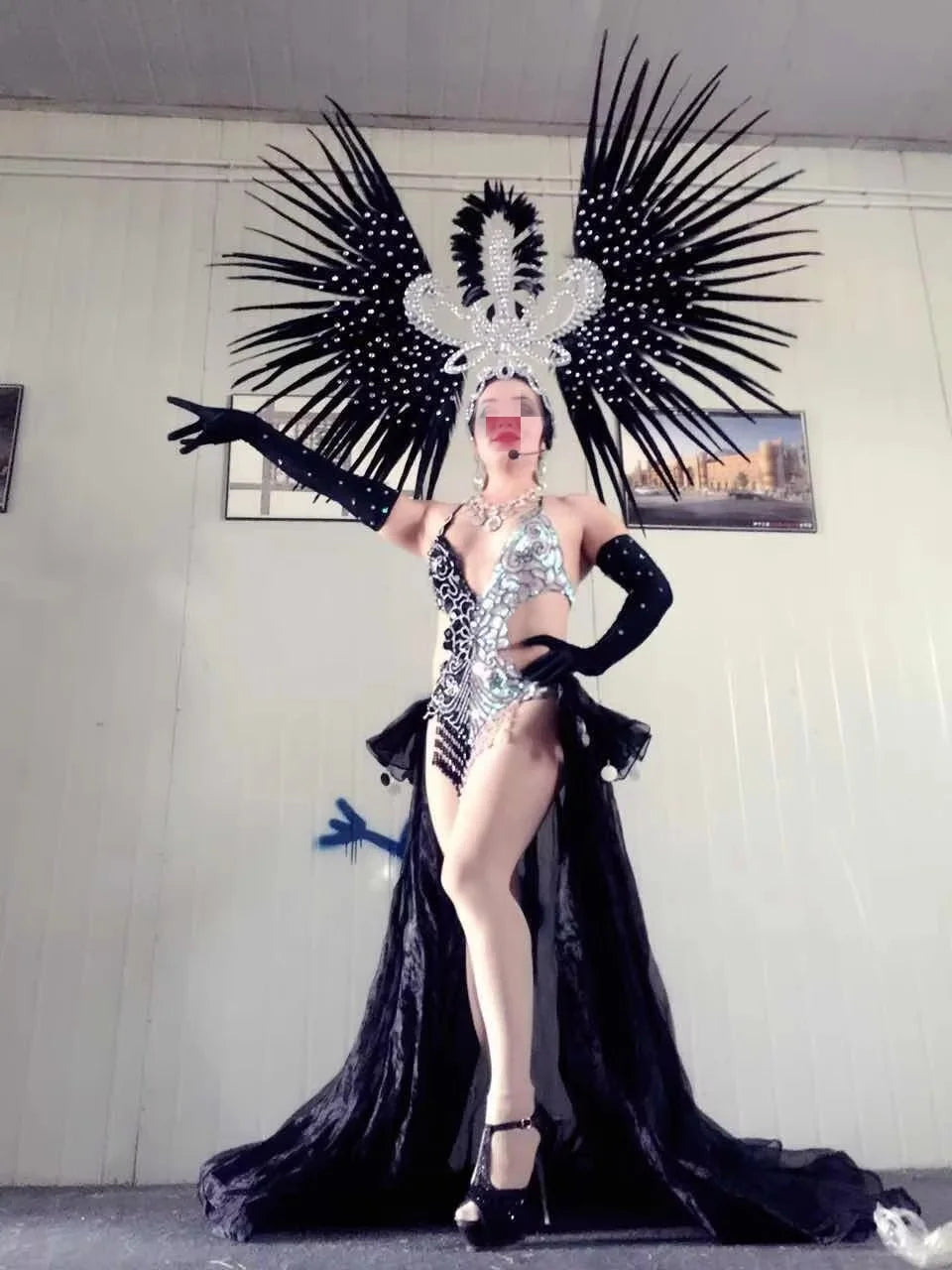 The Stardust Tropicana Samba Crown – Feather & Rhinestone Stage Headdress