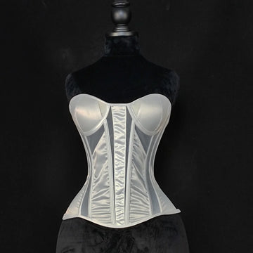 Strapless Breathable Mesh Corset Bustier Built-In Bra Boned Waist Cincher Top