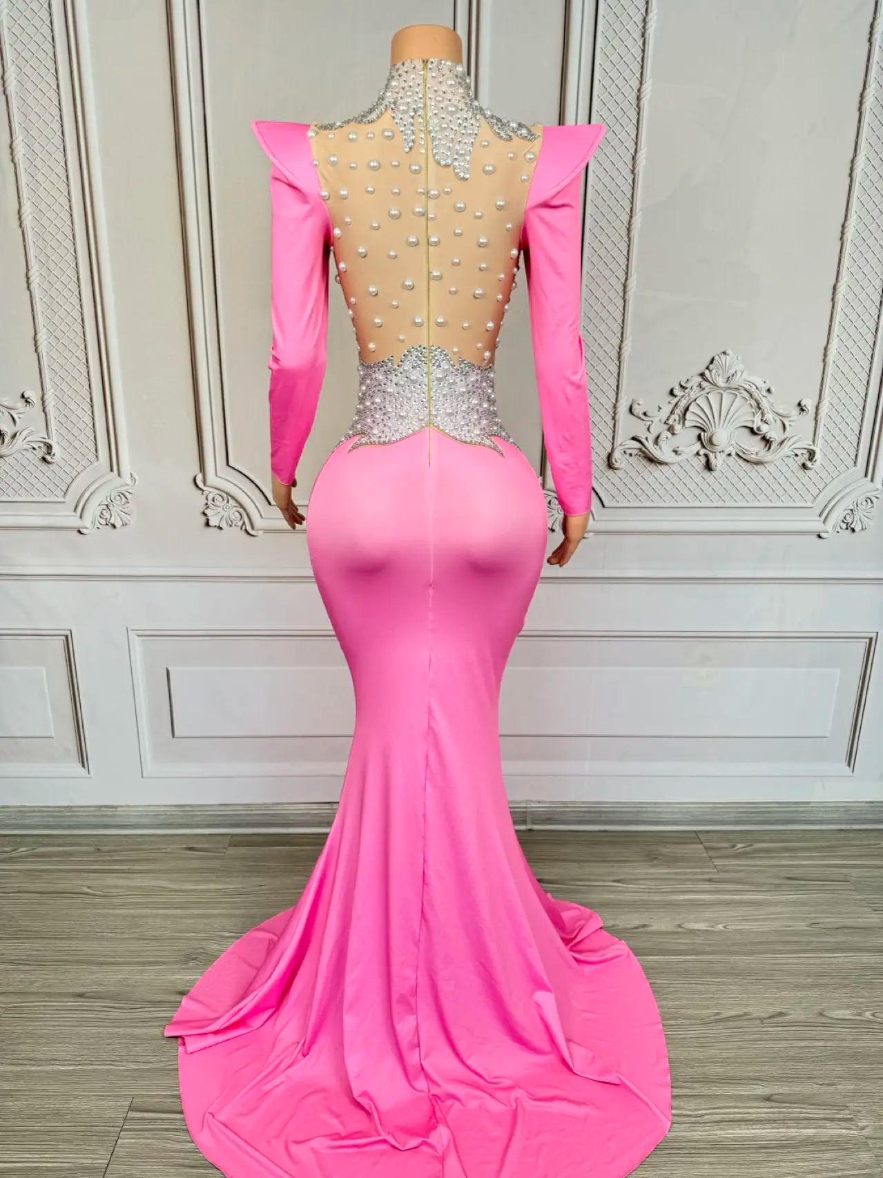 Rhinestone Floral Embroidered Mermaid Gala Gown & Trailing Evening Dress