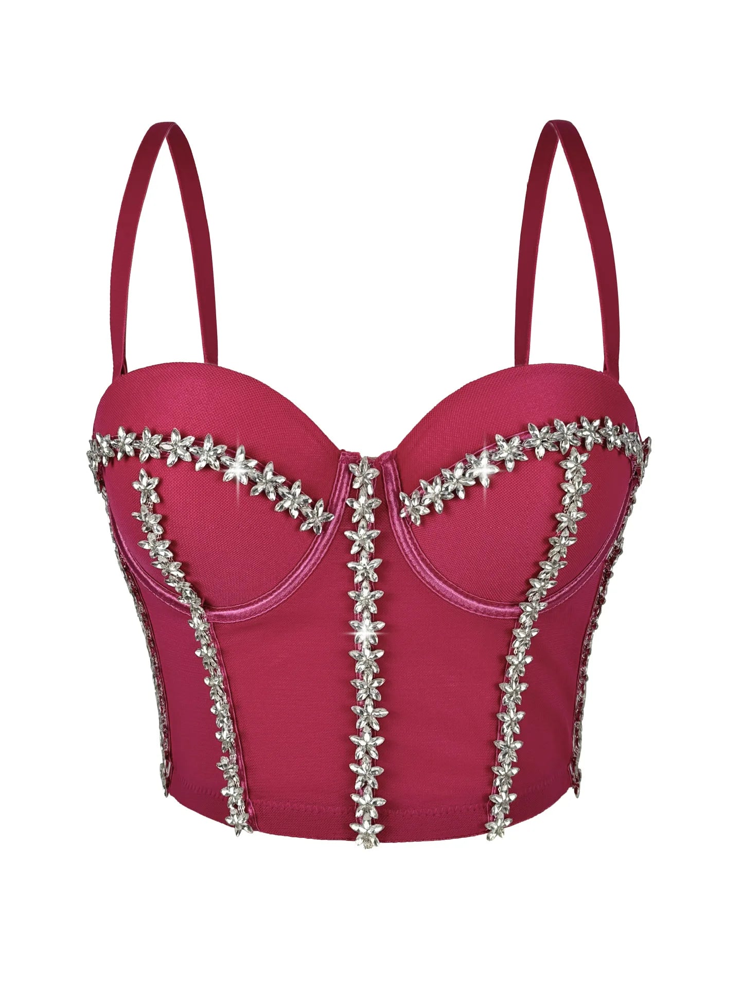 Crystal Embroidered Bustier Corset Crop Top Evening Party Stage Bralette