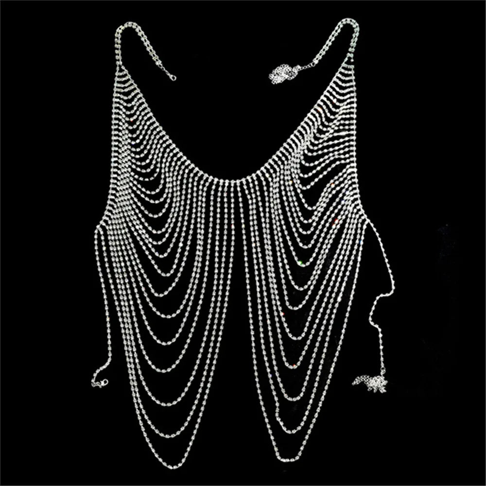 Multilayer Rhinestone Stage Bra Chain