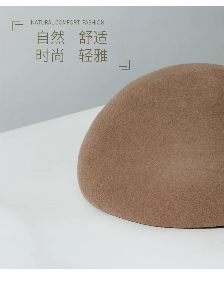 Wool Felt Pillbox Hat — 56–58 cm