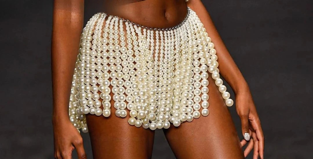 Pearl-Look Shoulder Bra & Chain Skirt Jewelry