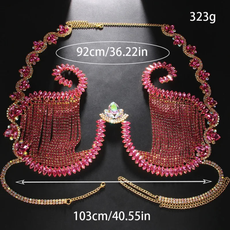 Shell Design Rhinestone Bra Chain