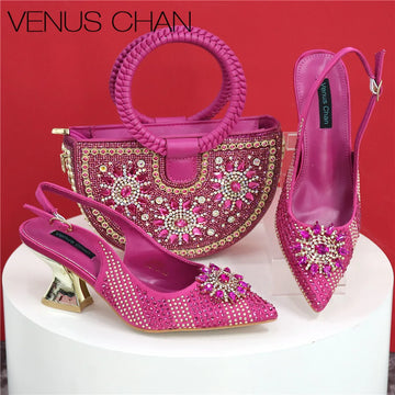 Italian Design Evening Bag Paired With Handmade Petal Shoes