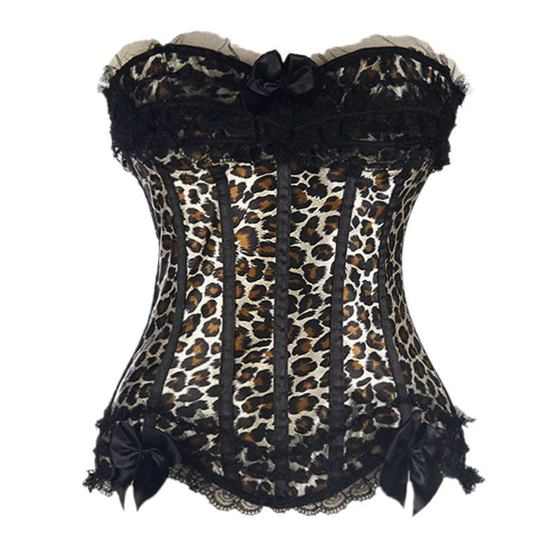 Lace Overlay Boned Overbust Corset Bustier Top Plus Size Body Shaper