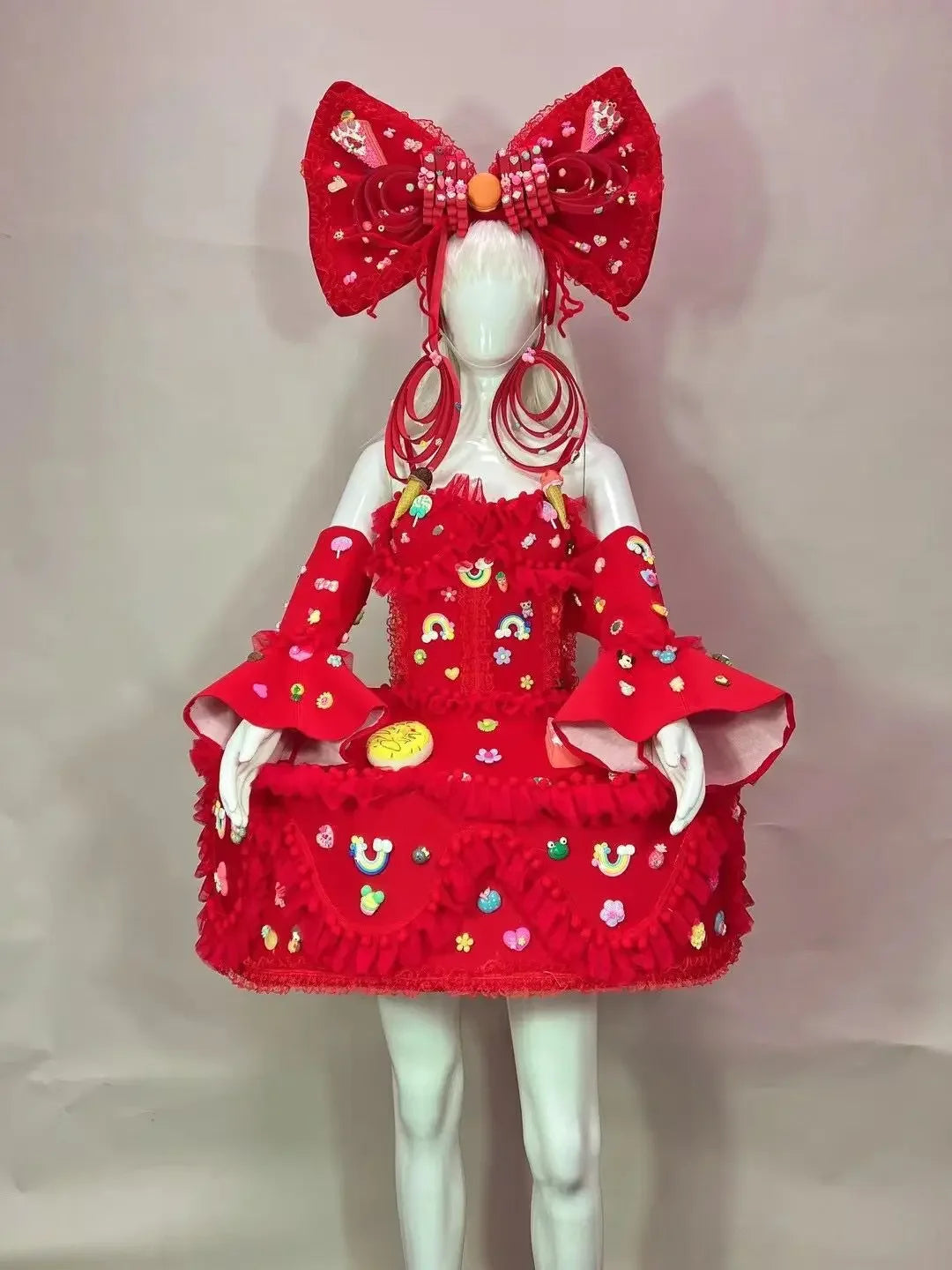 Sweet Bow Cake Dress & Parade Performance Costume Set