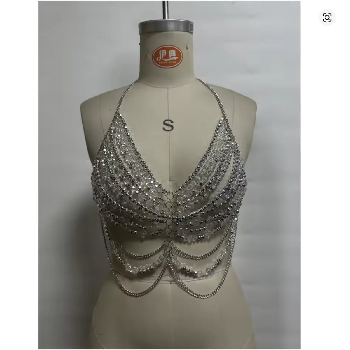 Hand-Beaded Costume Bra Chain Vest