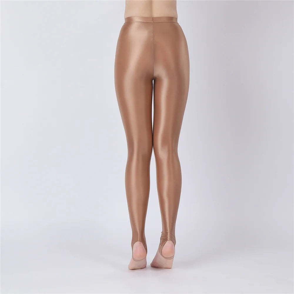Thin Sheer Oil Glossy High-Stretch Pencil Pants Candy Color Yoga Leggings