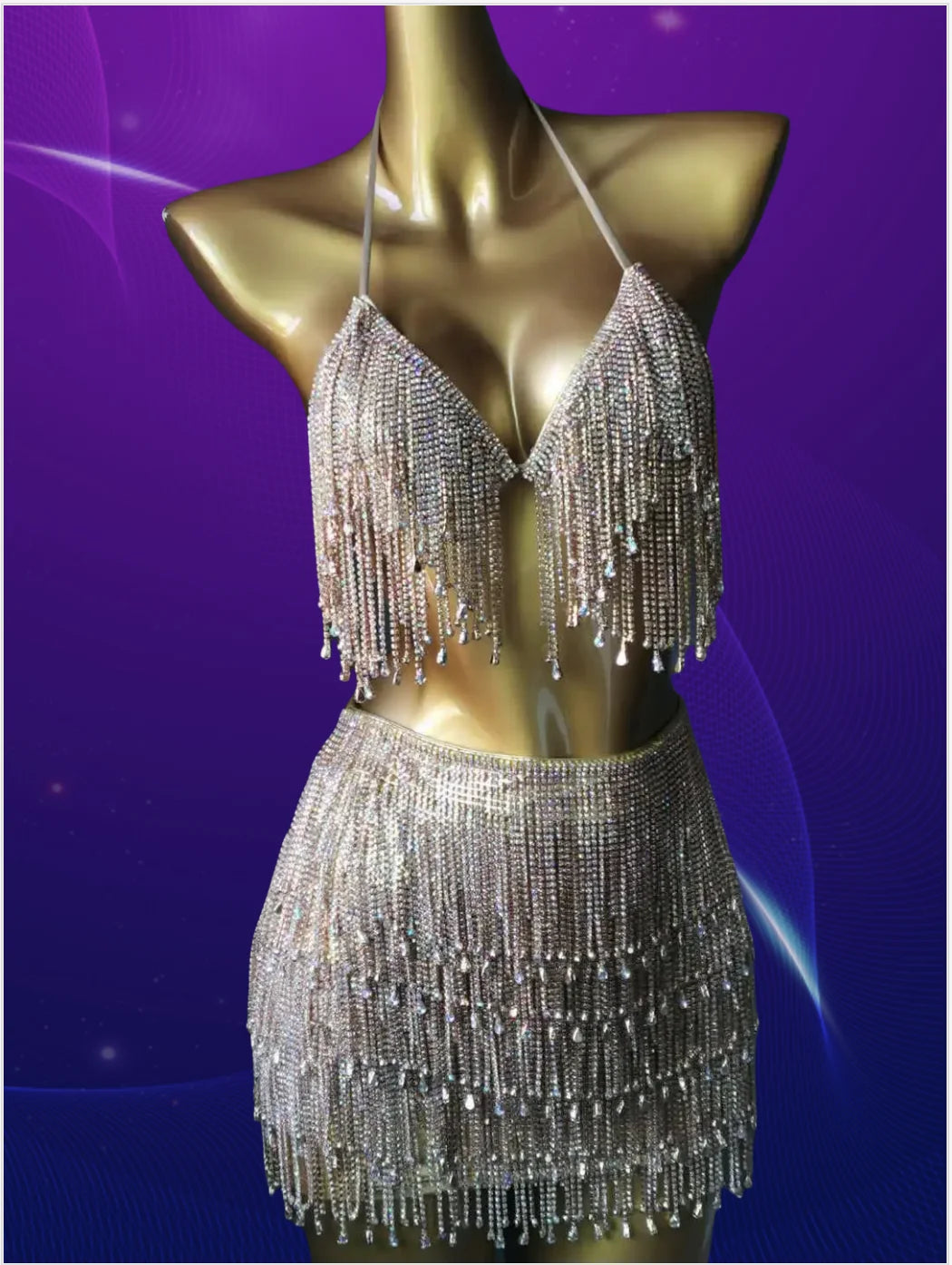 Halter Crystal Tassel Bra Body Chain