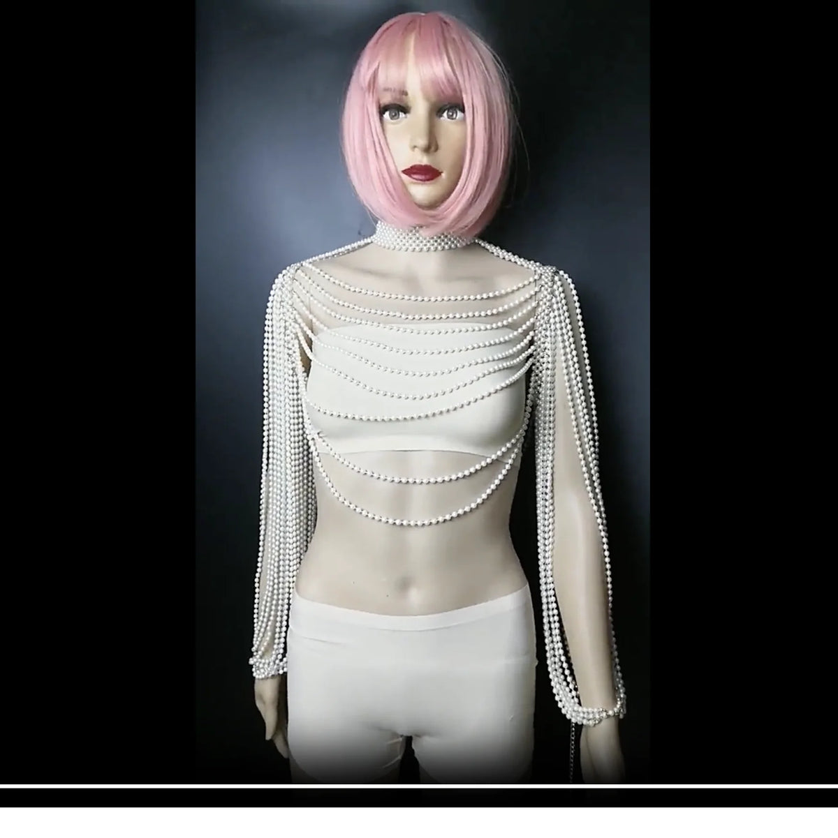 Pearl-Look Shoulder Bra Body Chain