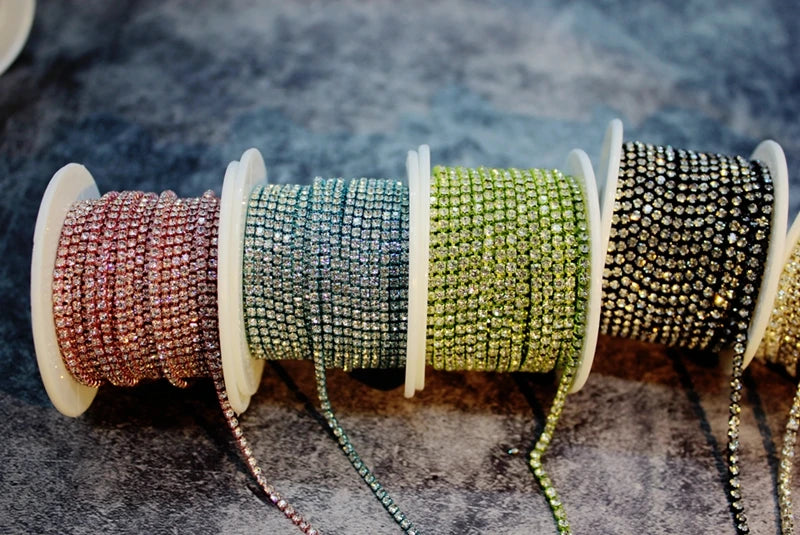 The Stardust Spectrum Stream – Premium Color-Matched Glass Crystal Rhinestone Cup Chain Trim