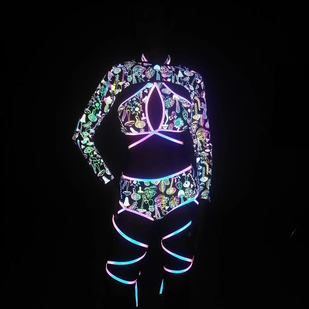 Reflective Gogo Performance Costume Set