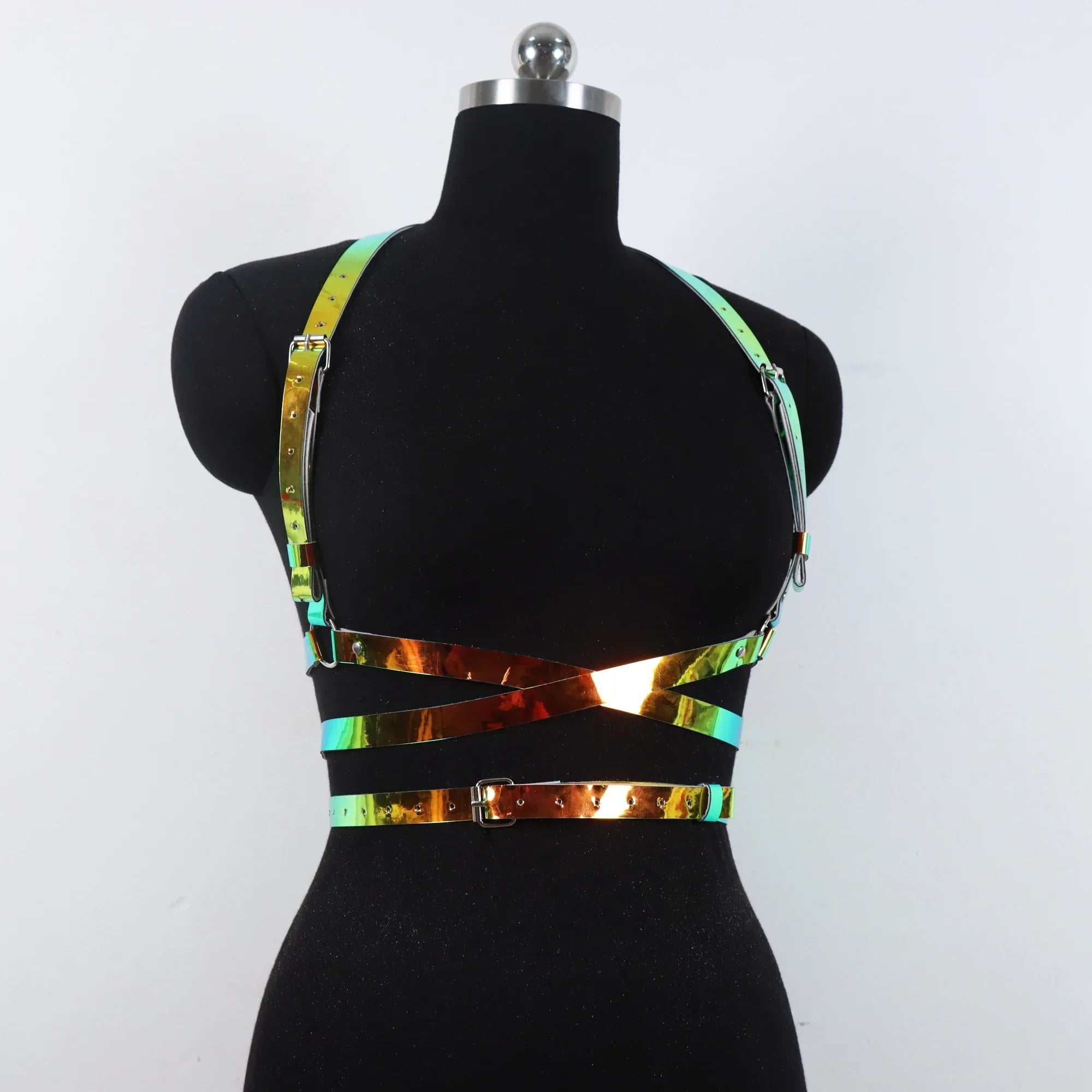 Faux Leather Harness Belt Chain