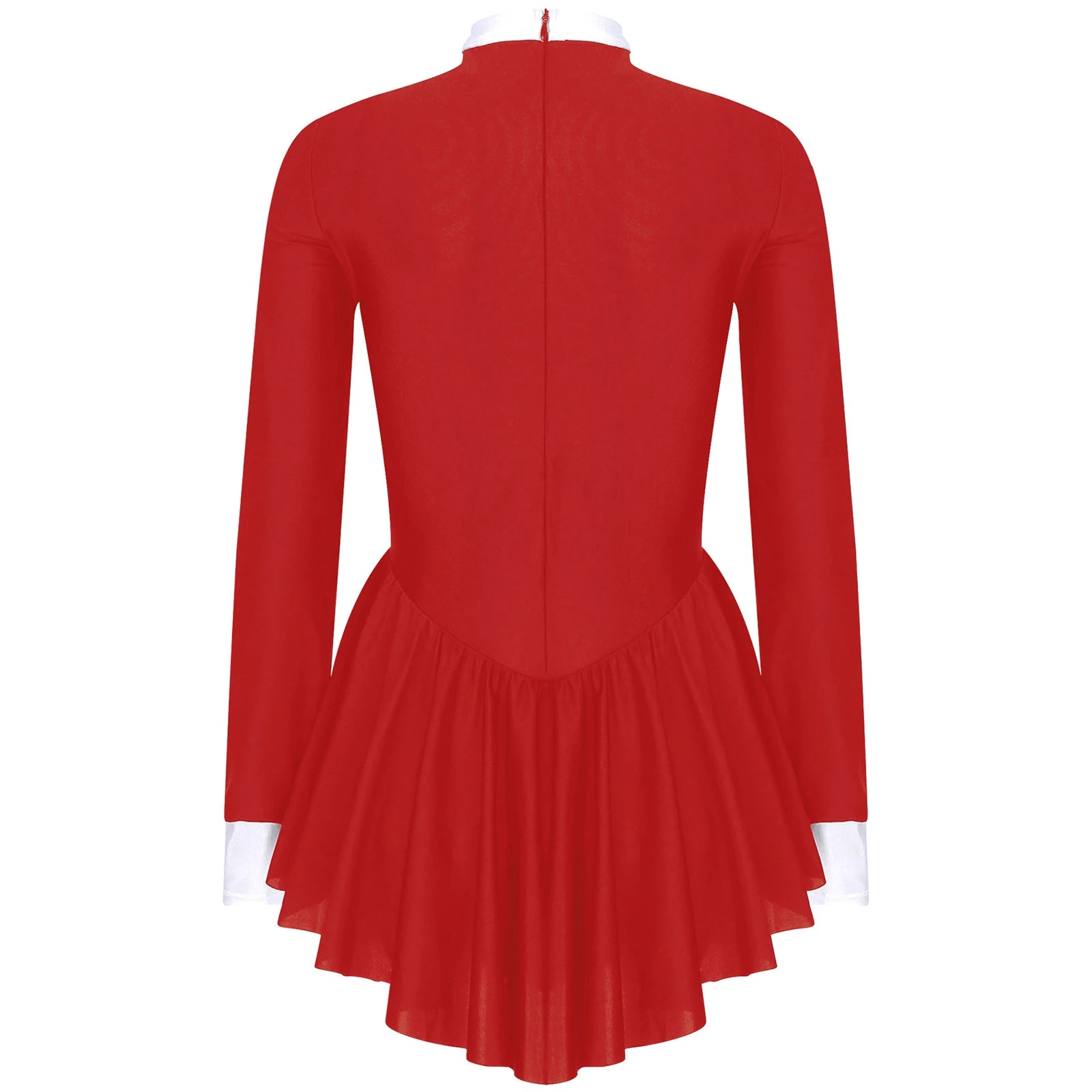 Tuxedo Bowknot Long Sleeve Ruffle Leotard Dress Magician Costume