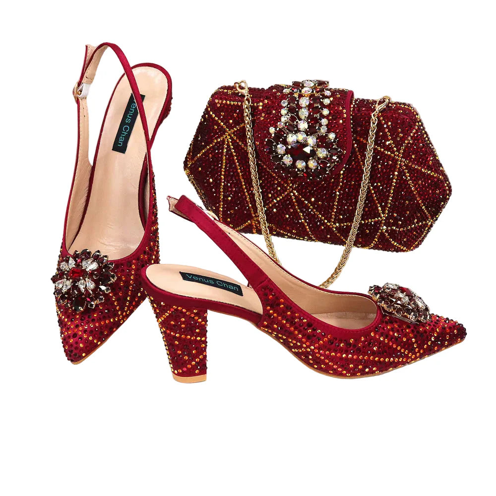 Italian Shoes and Bags Matching Set Decorated