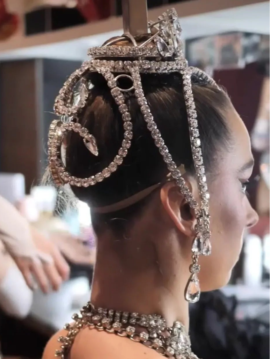 Oversized Crystal Rhinestone High Headpiece Drag Queen Showgirl Crown Accessory
