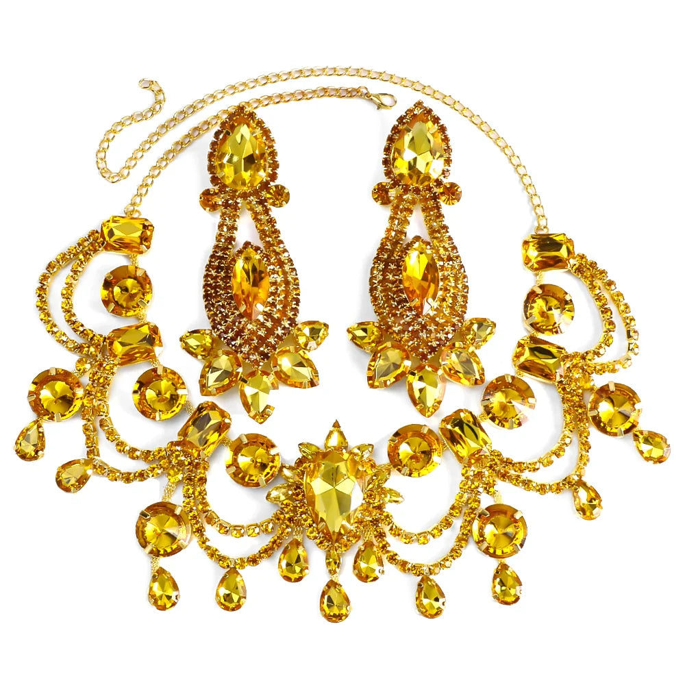 Water Drop Tassel Necklace Earrings Set