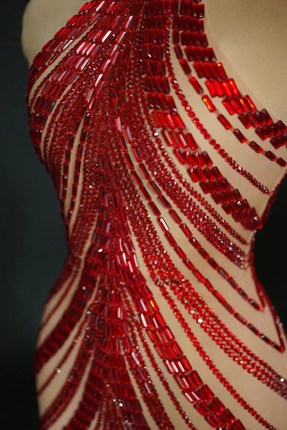 Sparkly Rhinestone High-Neck Sheath Mini Dress Stage Dance Costume