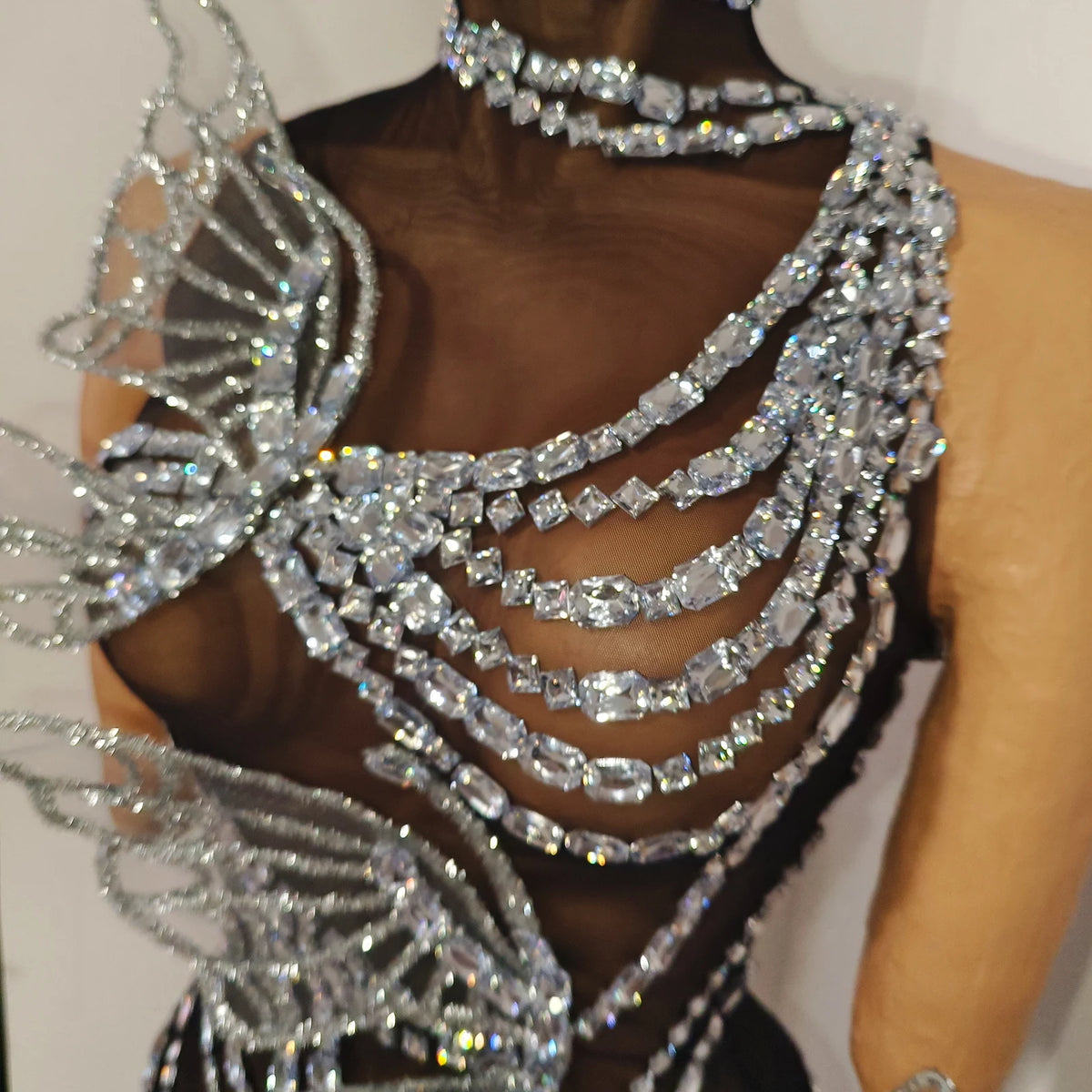High-End Festival Fairy Butterfly Jumpsuit Wing Water Diamond Birthday Party Nightclub Dance Costume Stage