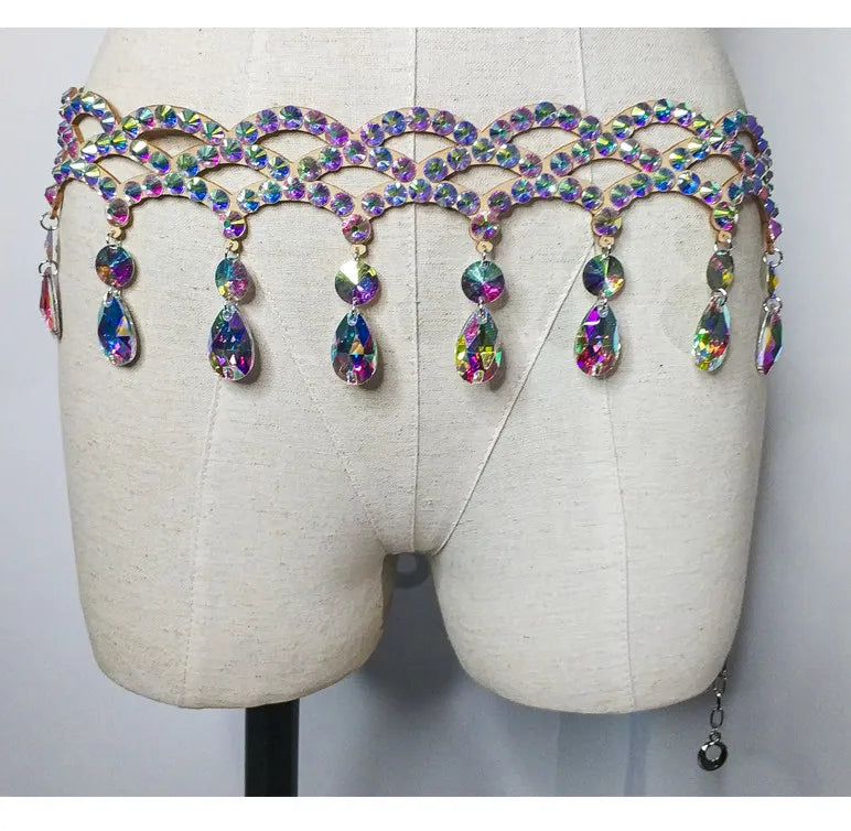 Rhinestone Tassel Hip Scarf Belt