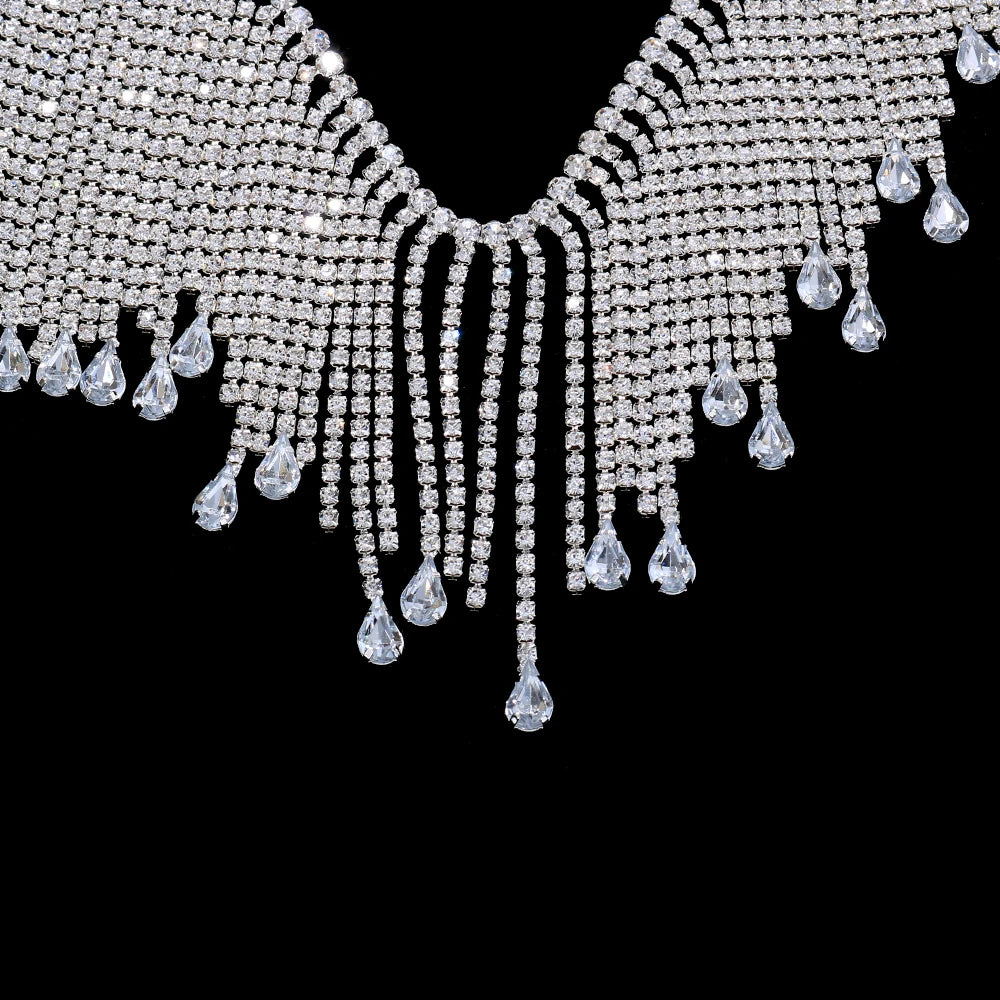 Rhinestone Tassel Bikini Chest Chain - Sexy Bohemian Beach Body Jewelry in Gold & Silver