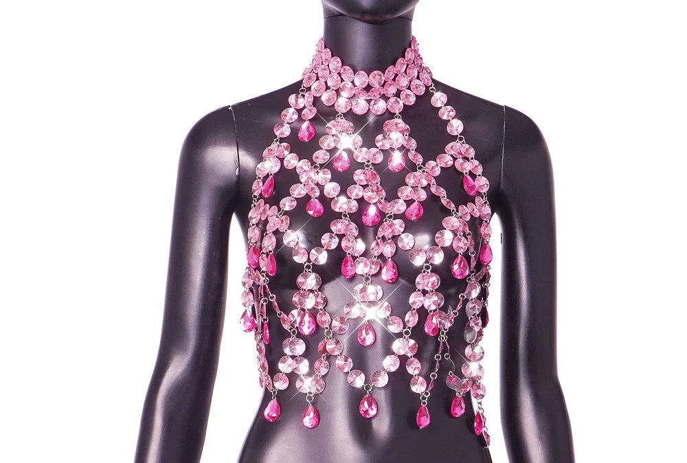 Beaded Bra & Chain Skirt Costume Jewelry