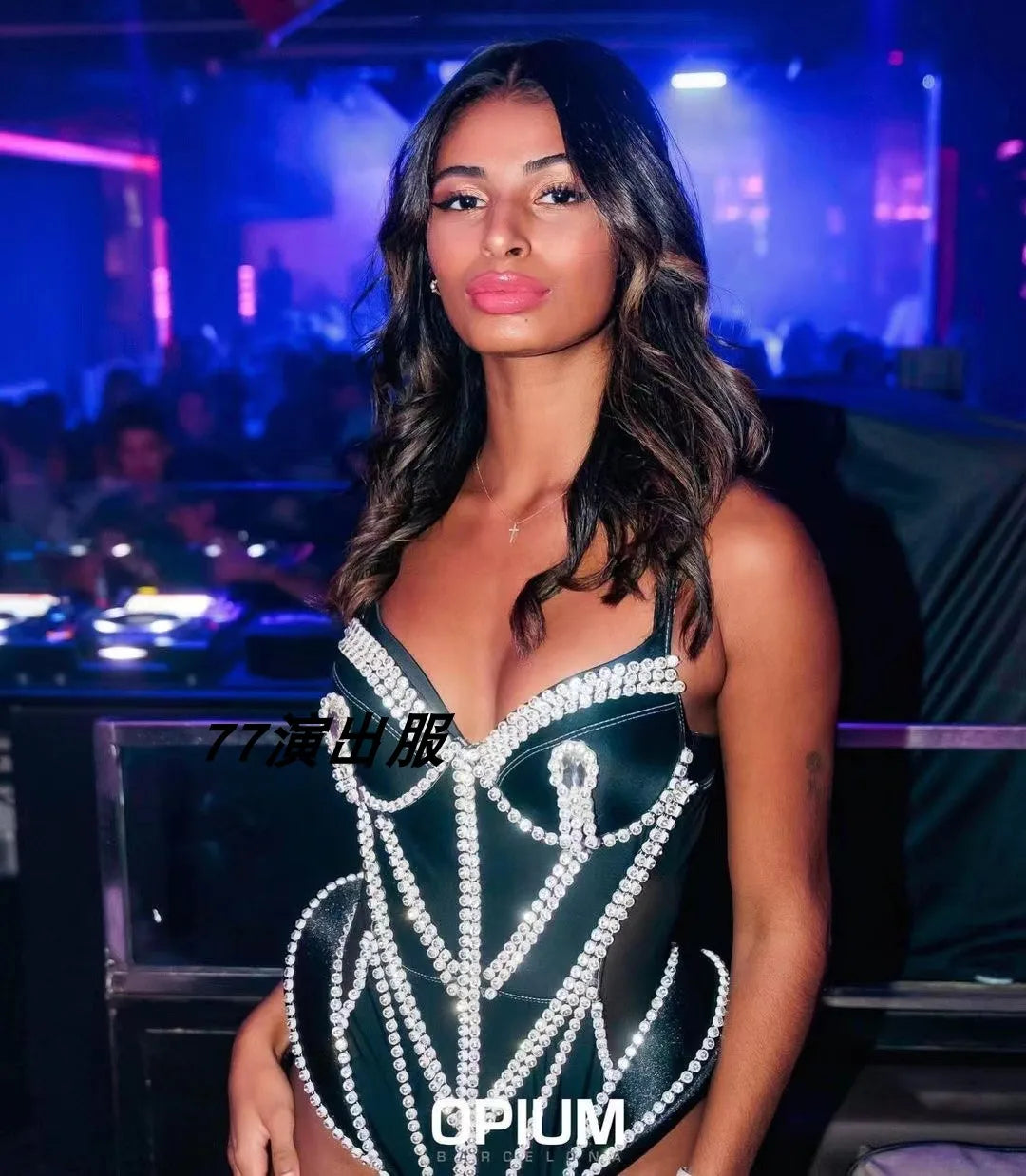 Luxury Rhinestone Performance Bodysuit – Premium Crystal Stage Costume for GoGo Dancers, Circus Performers & Festival Rave Outfits
