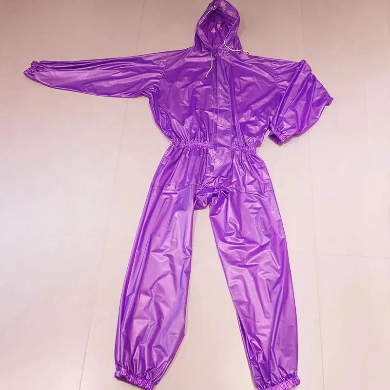 Handmade Clear PVC Hooded Jumpsuit & Waterproof Stage Clubwear Costume