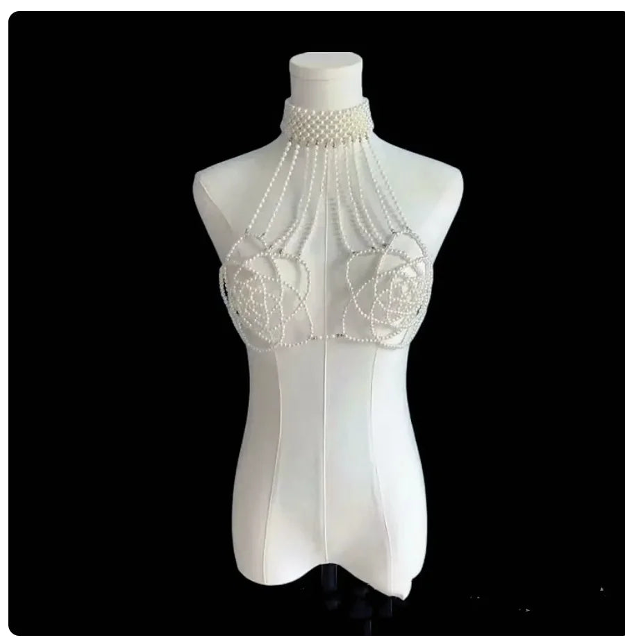 Simulated Pearl Bra & Skirt Chain Jewelry