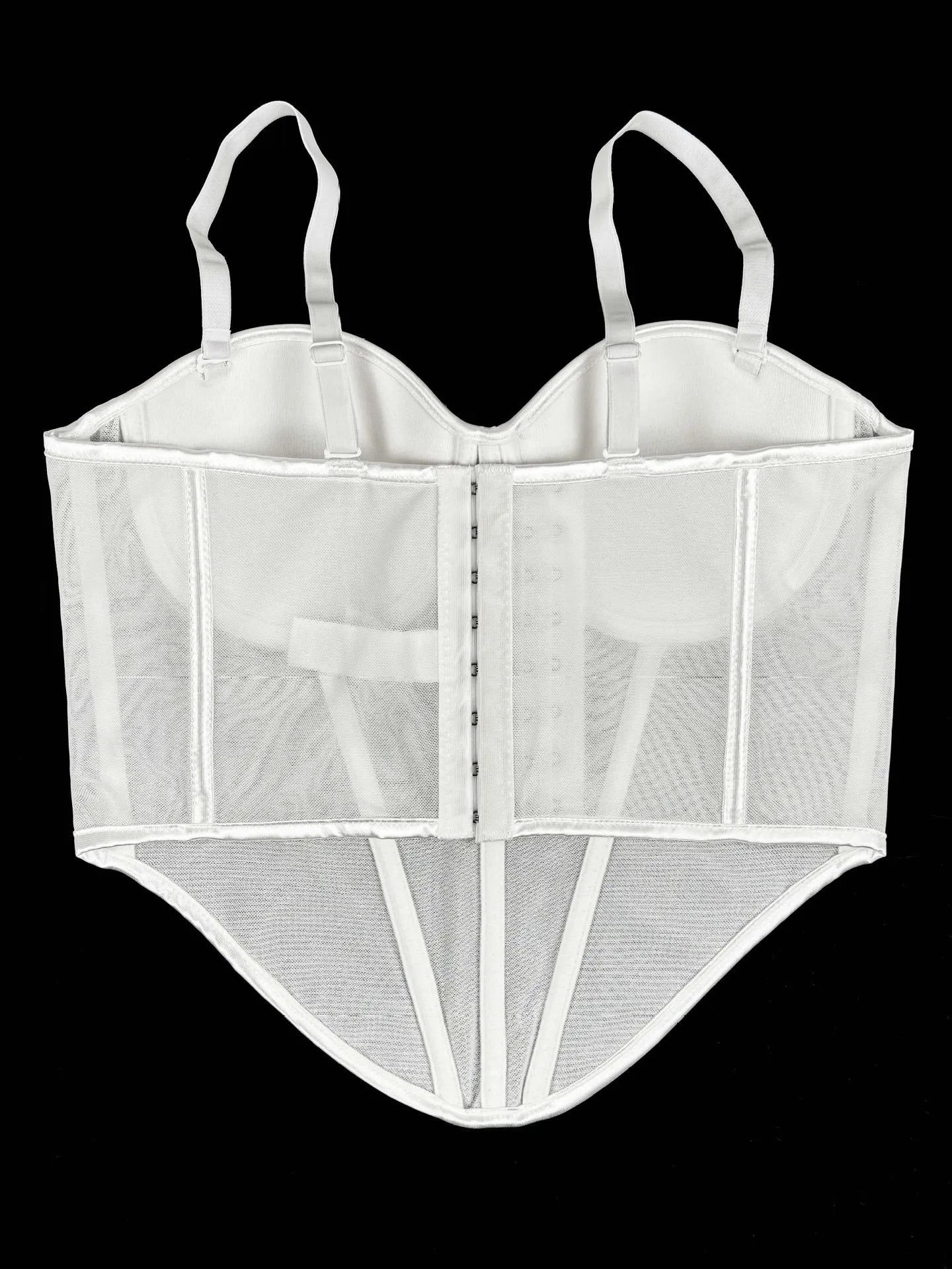 Diamond Embroidered Bustier Corset Crop Top Asymmetric Stage Bralette