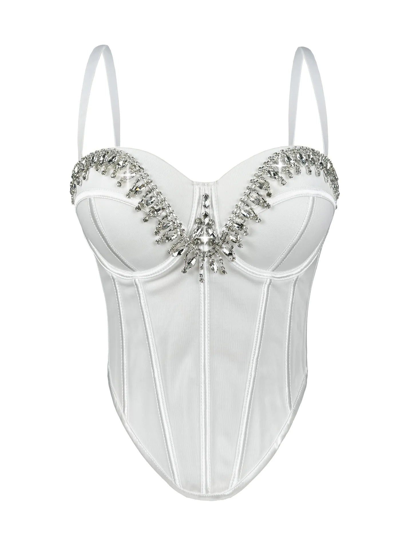 Rhinestone Embroidered Denim Bustier Corset Crop Top Stage Bralette