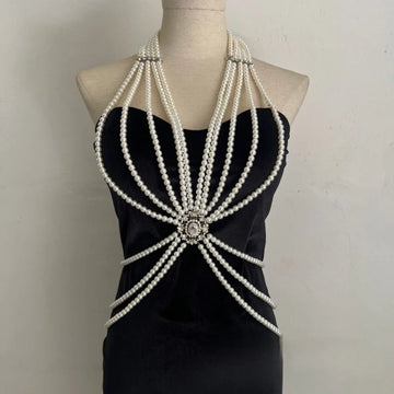 Pearl-Look Beaded Bra Body Chain