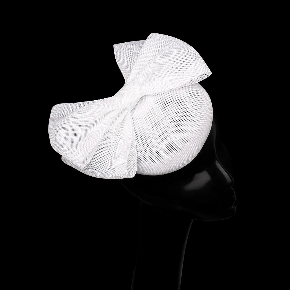 Elegant Sculpted Sinamay Bow Fascinator Headband Kentucky Derby Cocktail Hat