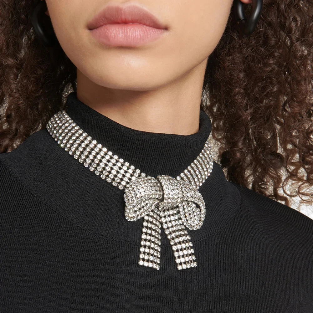 Oversized Bow Rhinestone Choker