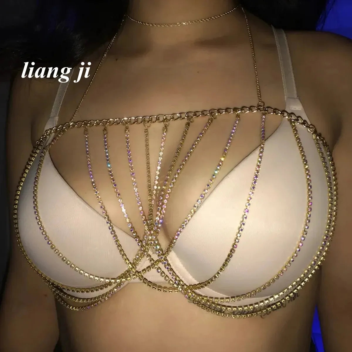 Crystal Chest Wrap Bra Body Chain