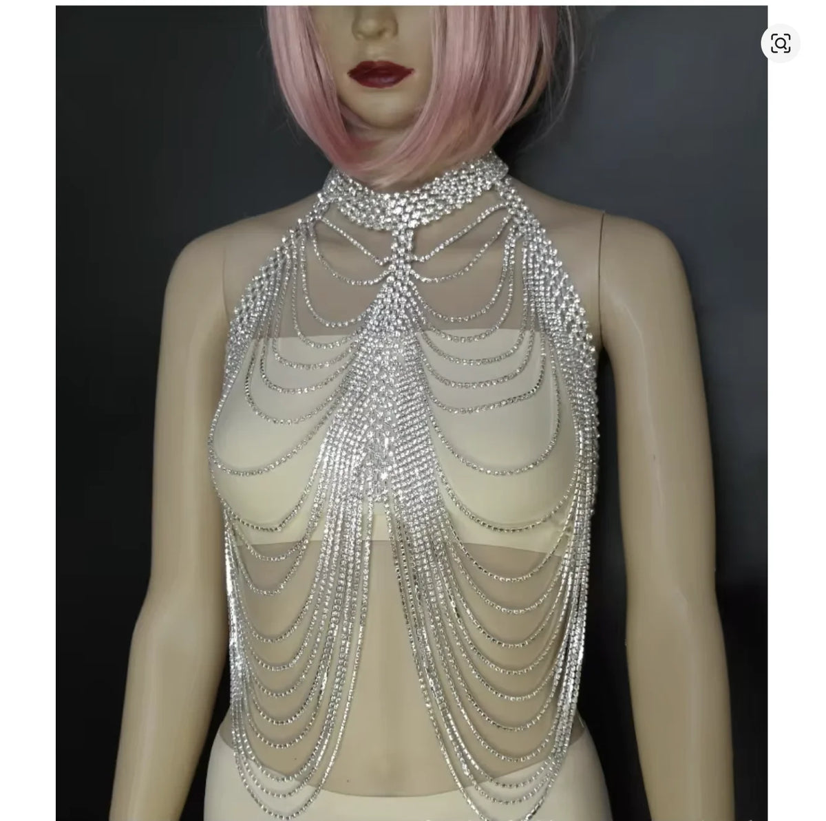 Crystal Tassel Bra & Skirt Costume Jewelry