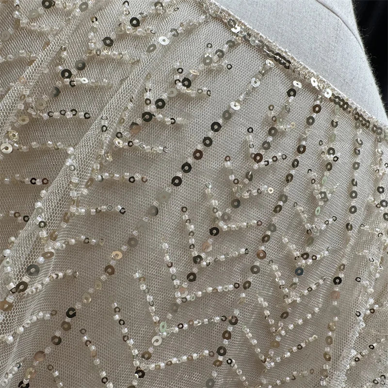 Sparkly Sequin & Beaded Leaf Mesh Capelet Evening Shawl Bolero Jacket