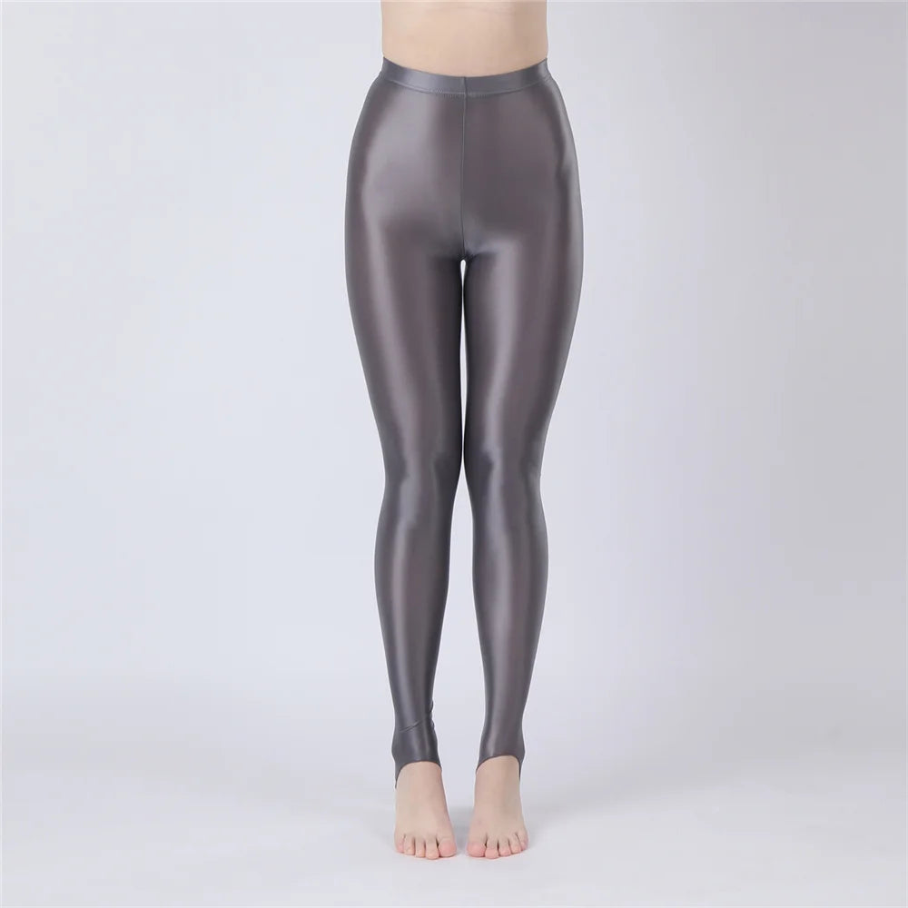 Thin Sheer Oil Glossy High-Stretch Pencil Pants Candy Color Yoga Leggings