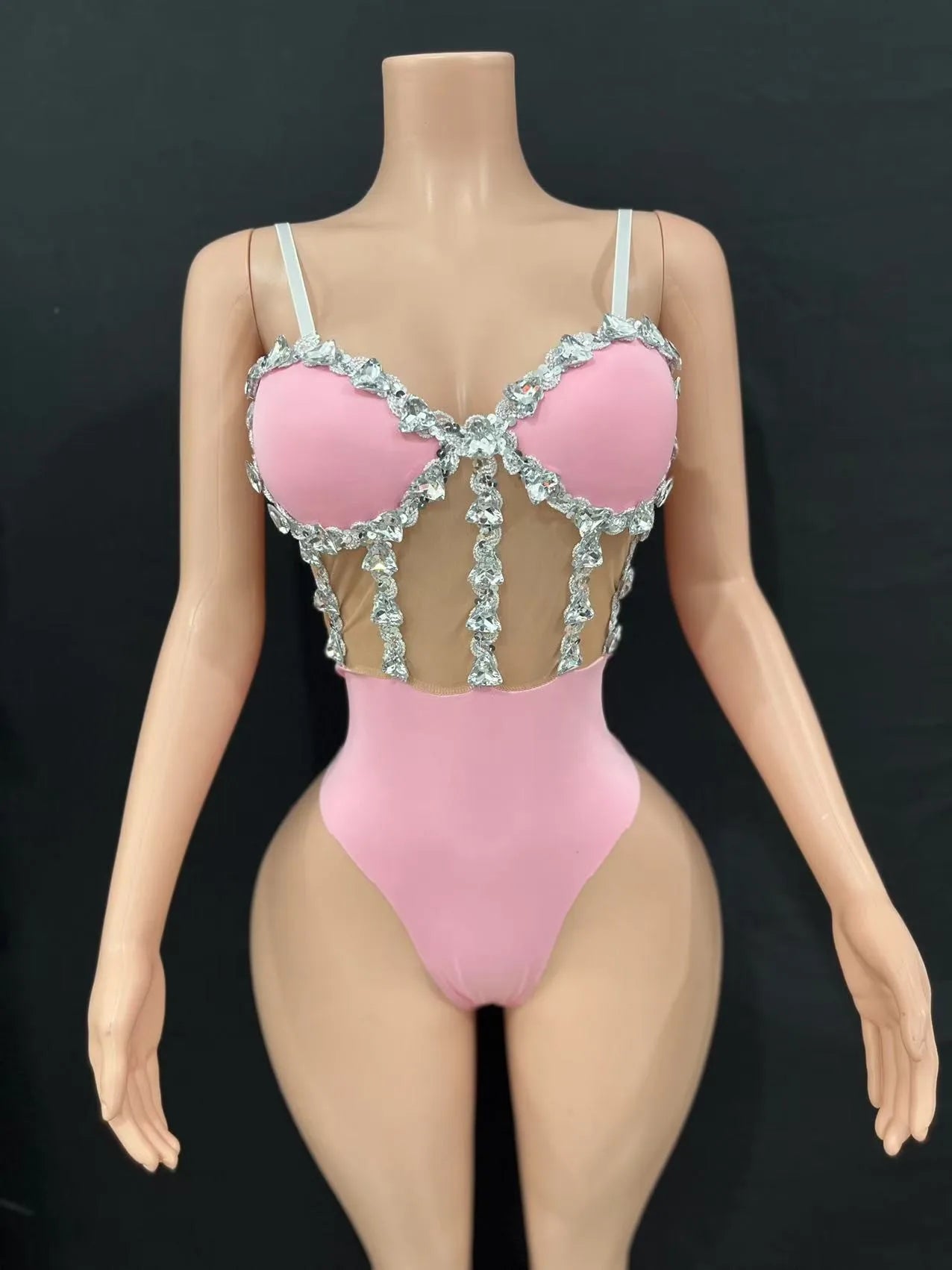 Multi-Colored Triangle Halter Bodysuit & Stage Performance Dancewear