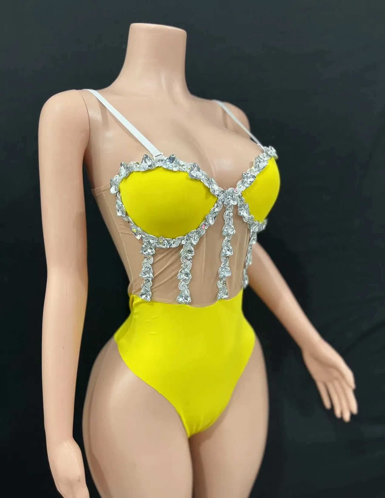 Multi-Colored Triangle Halter Bodysuit & Stage Performance Dancewear