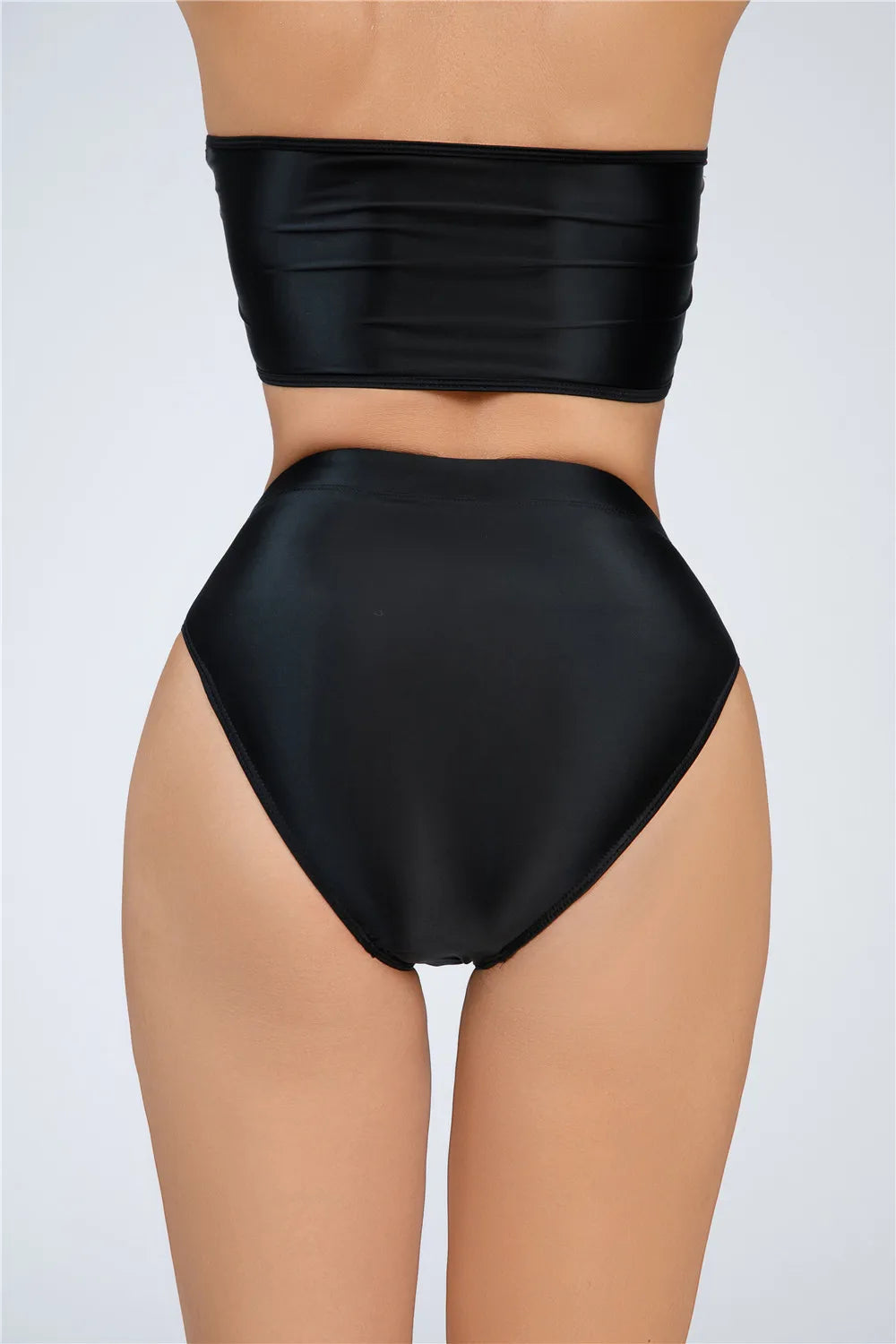 High-Waist Oil Glossy Sheer G-String Thong Satin Smooth Seamless Briefs